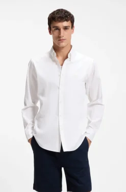 Regular-Fit Hemd aus Baumwoll-Twill mit Button-Down-Kragen
