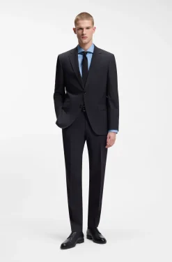 Regular-Fit Hemd aus elastischem Baumwoll-Twill mit bügelleichtem Finish