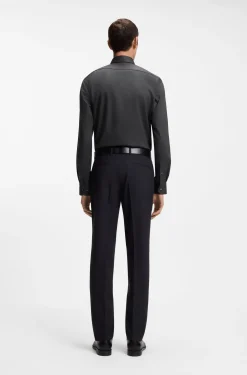 Regular-Fit Hemd aus elastischem Baumwoll-Twill mit bügelleichtem Finish