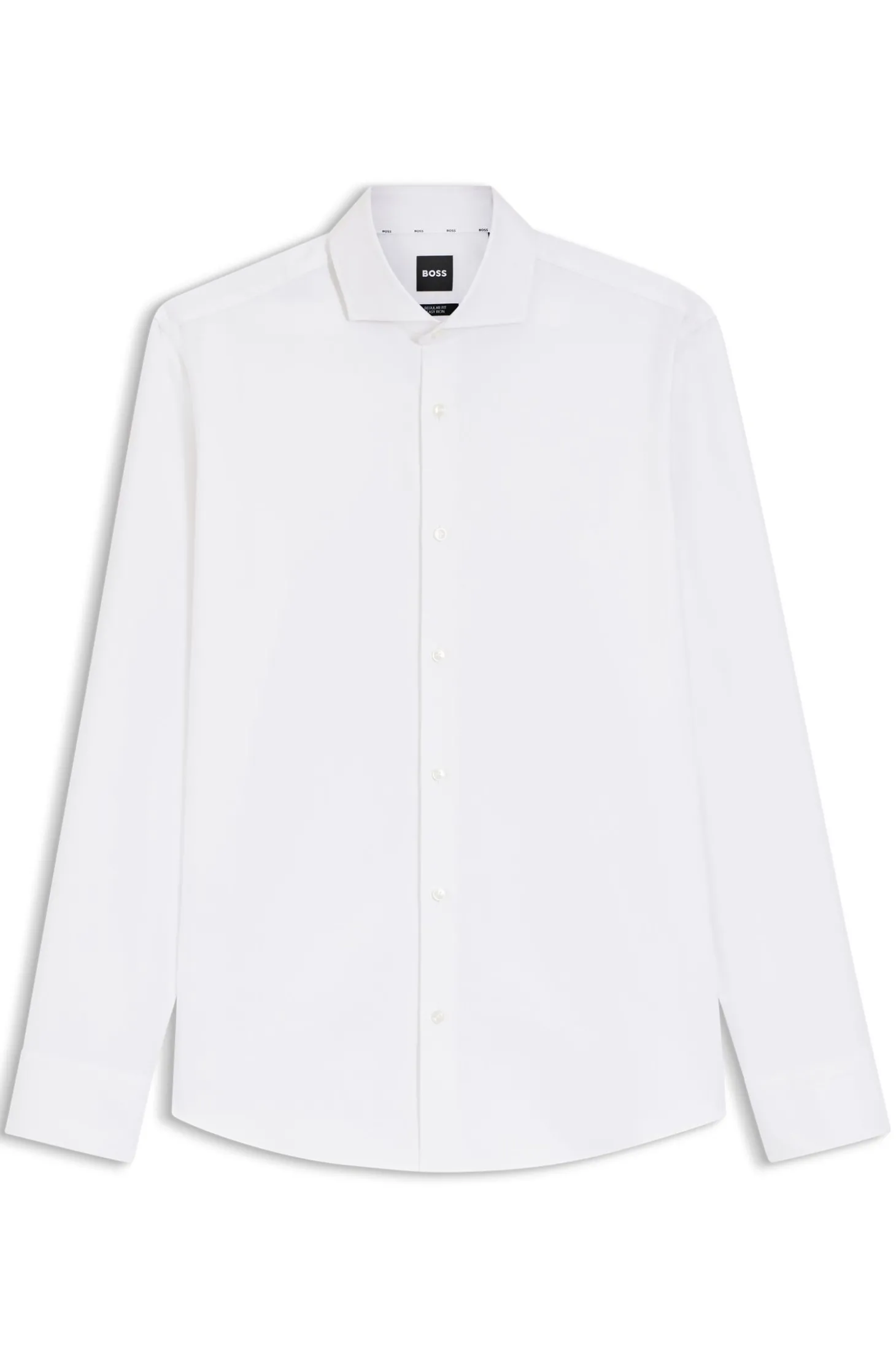Regular-Fit Hemd aus elastischem Baumwoll-Twill mit bügelleichtem Finish