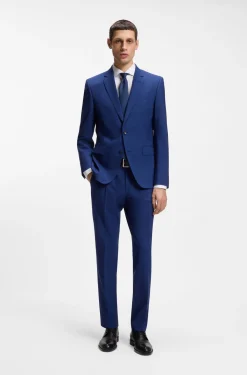 Regular-Fit Hemd aus elastischem Baumwoll-Twill mit bügelleichtem Finish