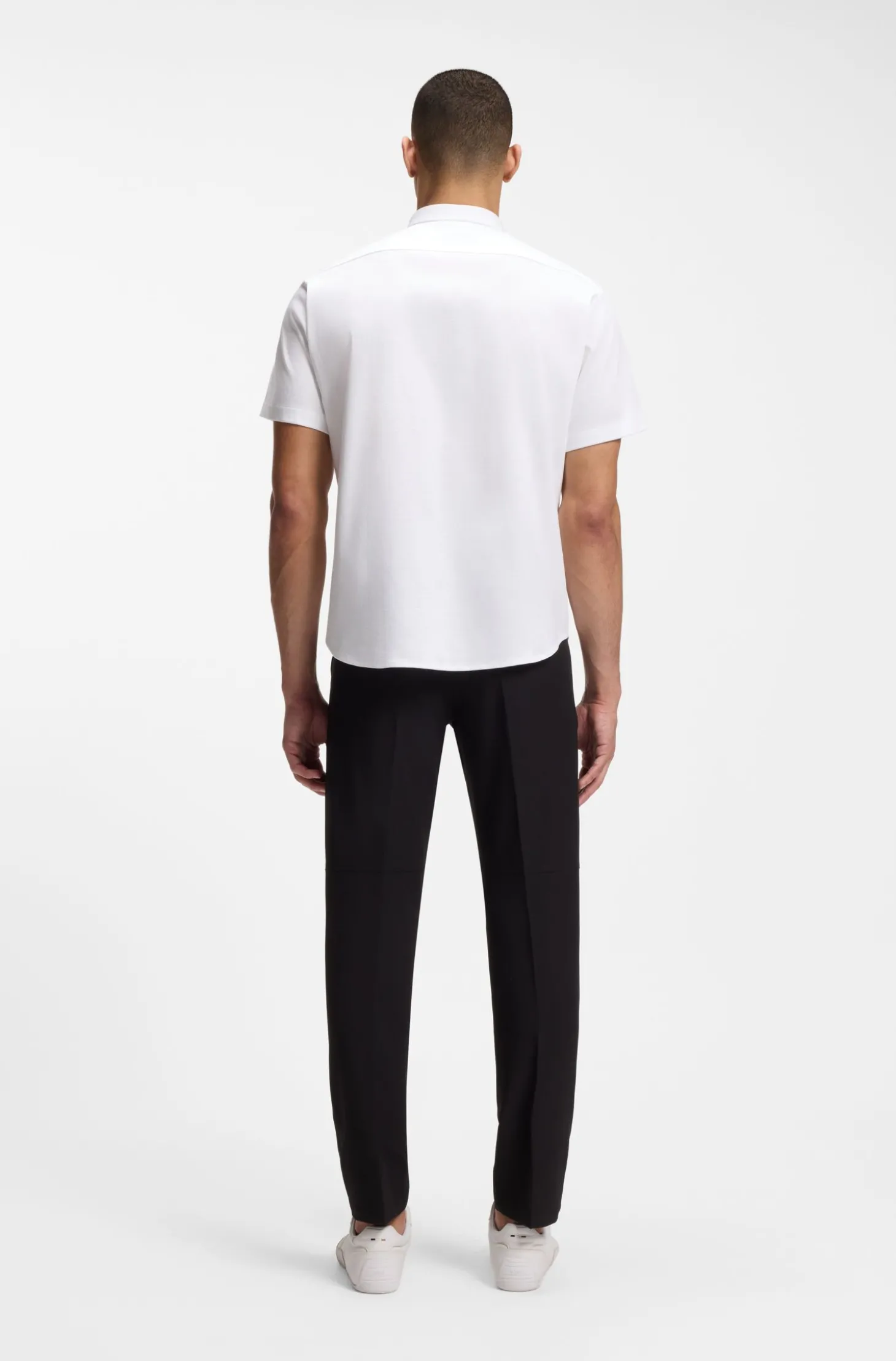 Regular-Fit Hemd aus knitterfreiem Baumwoll-Jersey