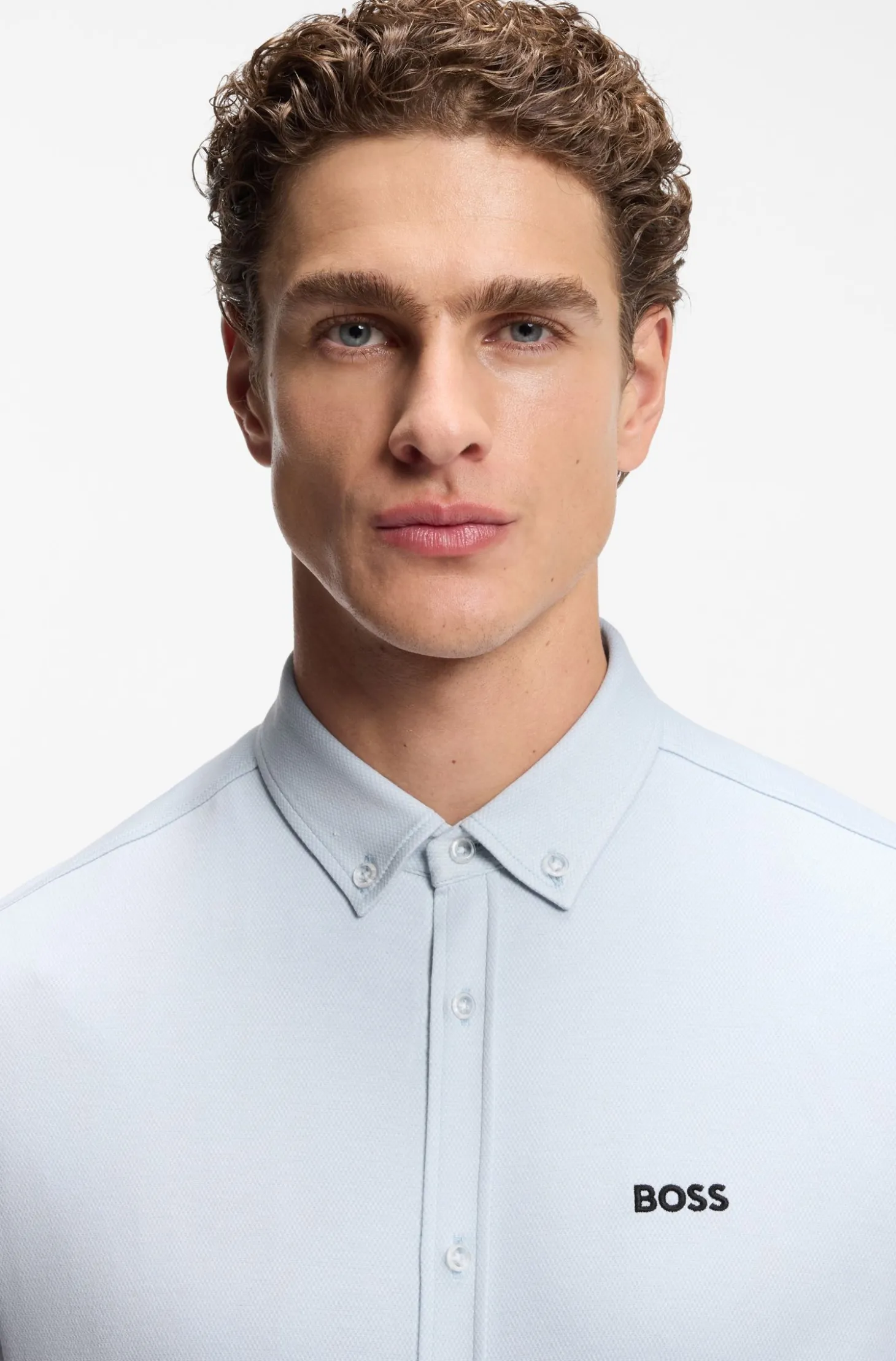 Regular-Fit Hemd aus knitterfreiem Baumwoll-Jersey