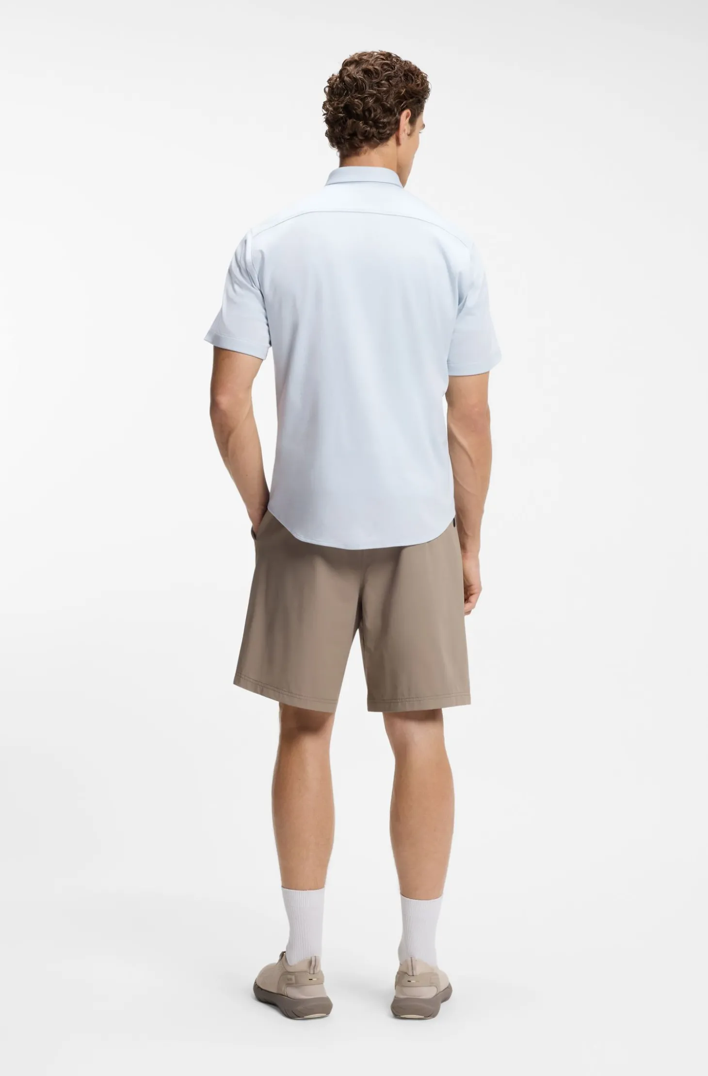 Regular-Fit Hemd aus knitterfreiem Baumwoll-Jersey