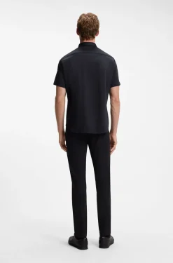 Regular-Fit Hemd aus knitterfreiem Baumwoll-Jersey