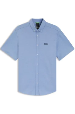 Regular-Fit Hemd aus knitterfreiem Baumwoll-Jersey