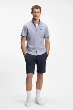 Regular-Fit Hemd aus knitterfreiem Baumwoll-Jersey