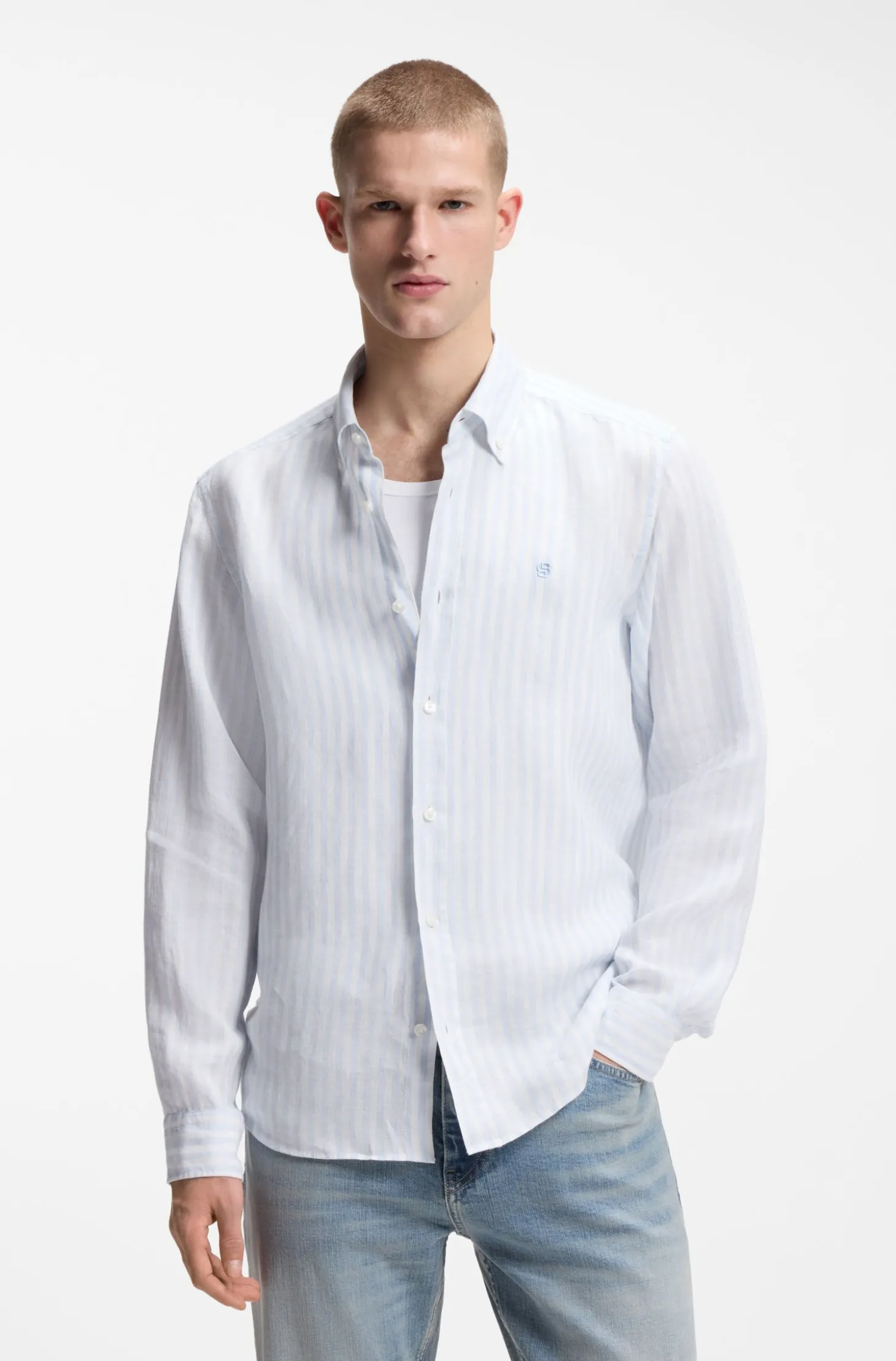 Regular-Fit Hemd aus Leinen mit Streifen-Muster