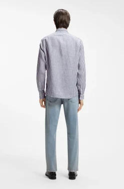 Regular-Fit Hemd aus Leinen mit Streifen-Muster