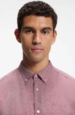 Regular-Fit Hemd aus Leinen mit Button-Down-Kragen
