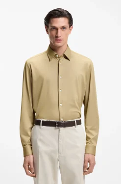 Regular-Fit Hemd aus Performance-Stretch-Jersey mit Oxford-Struktur