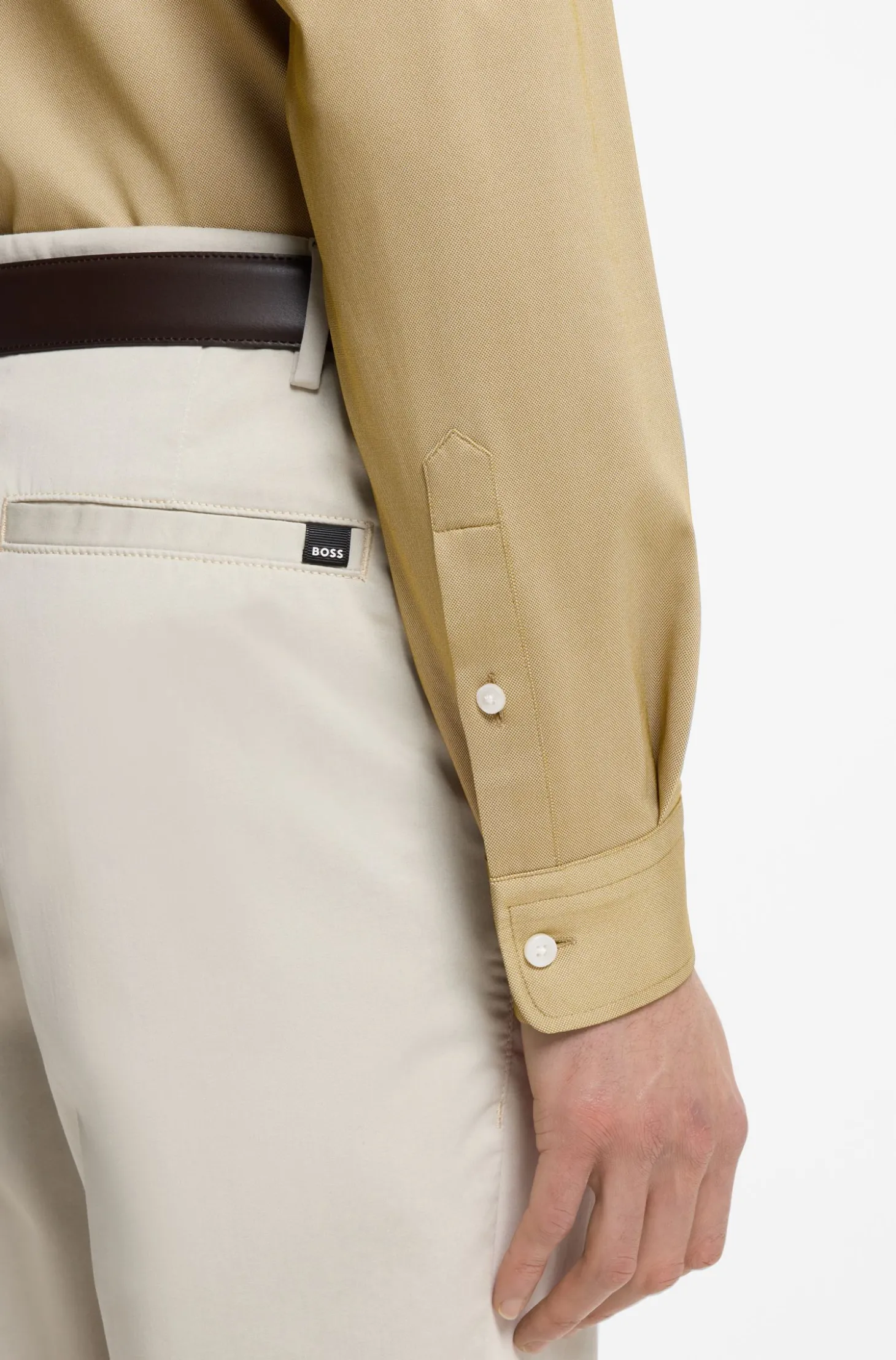 Regular-Fit Hemd aus Performance-Stretch-Jersey mit Oxford-Struktur
