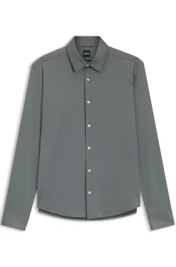 Regular-Fit Hemd aus Performance-Stretch-Jersey mit Oxford-Struktur