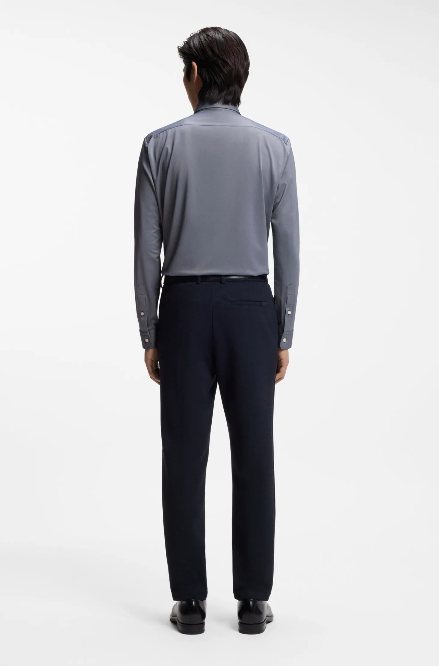 Regular-Fit Hemd aus Performance-Stretch-Jersey mit Oxford-Struktur