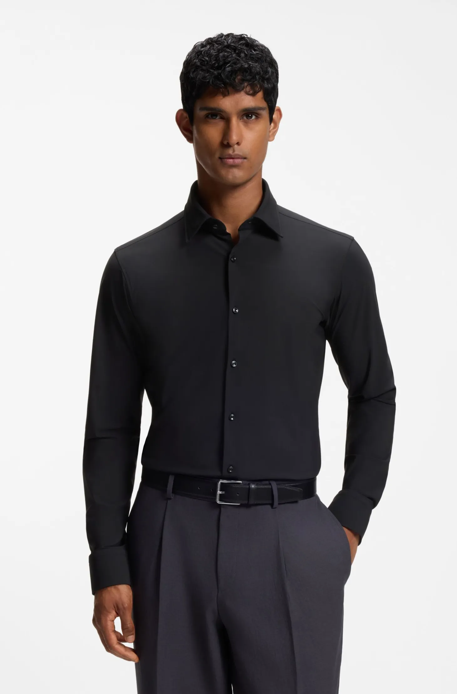 Regular-Fit Hemd aus Performance-Stretch-Jersey