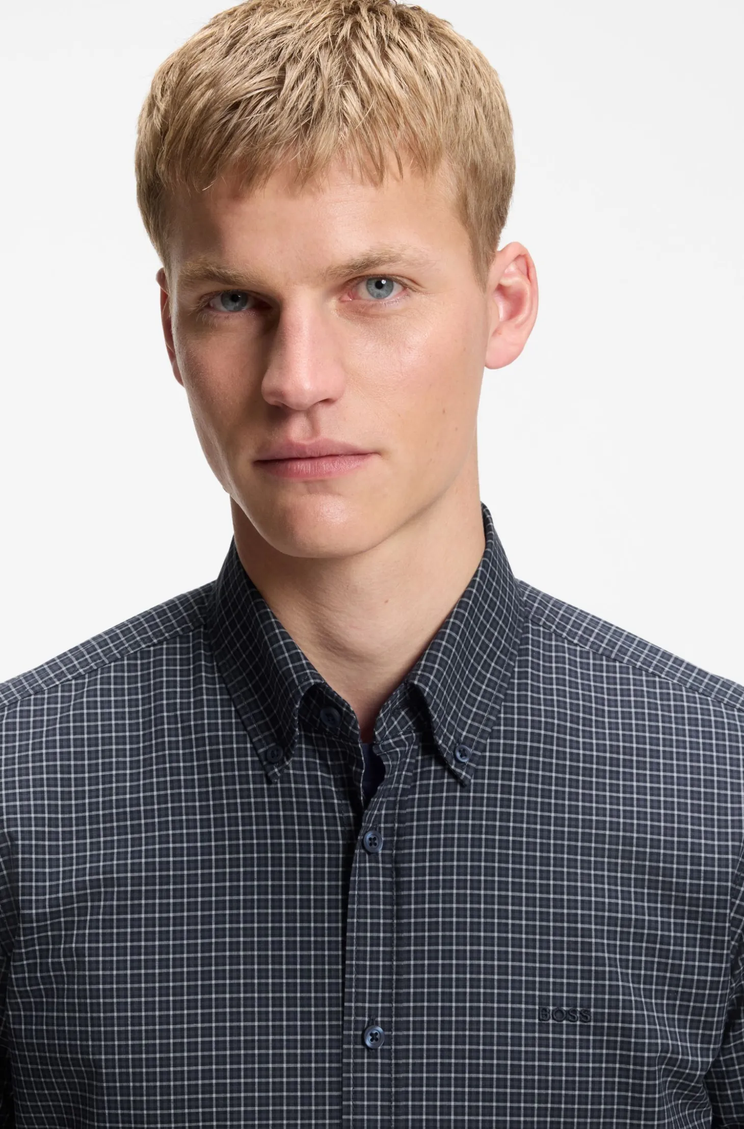 Regular-Fit Hemd aus Stretch-Baumwolle mit Vichy-Karo
