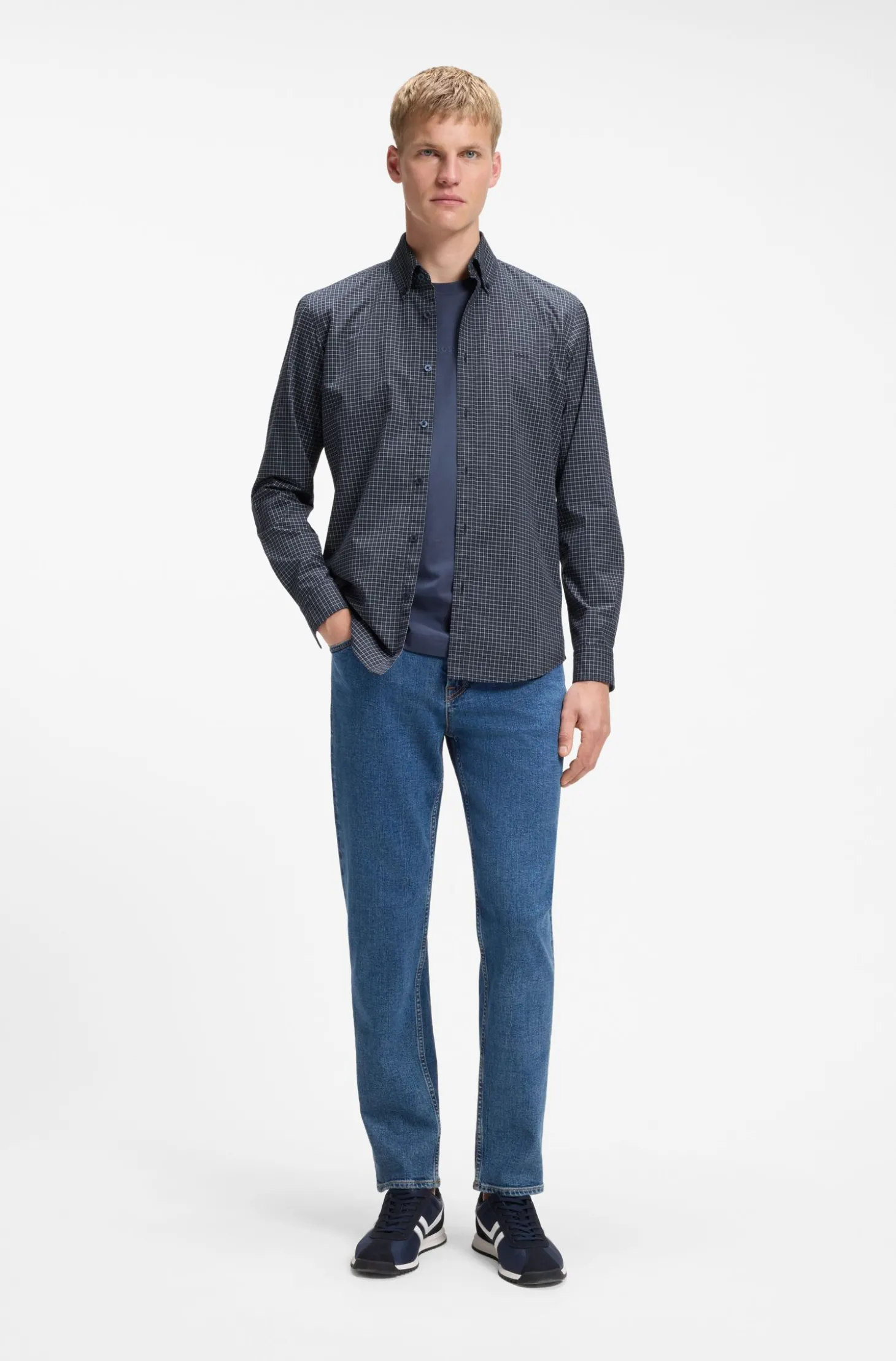 Regular-Fit Hemd aus Stretch-Baumwolle mit Vichy-Karo