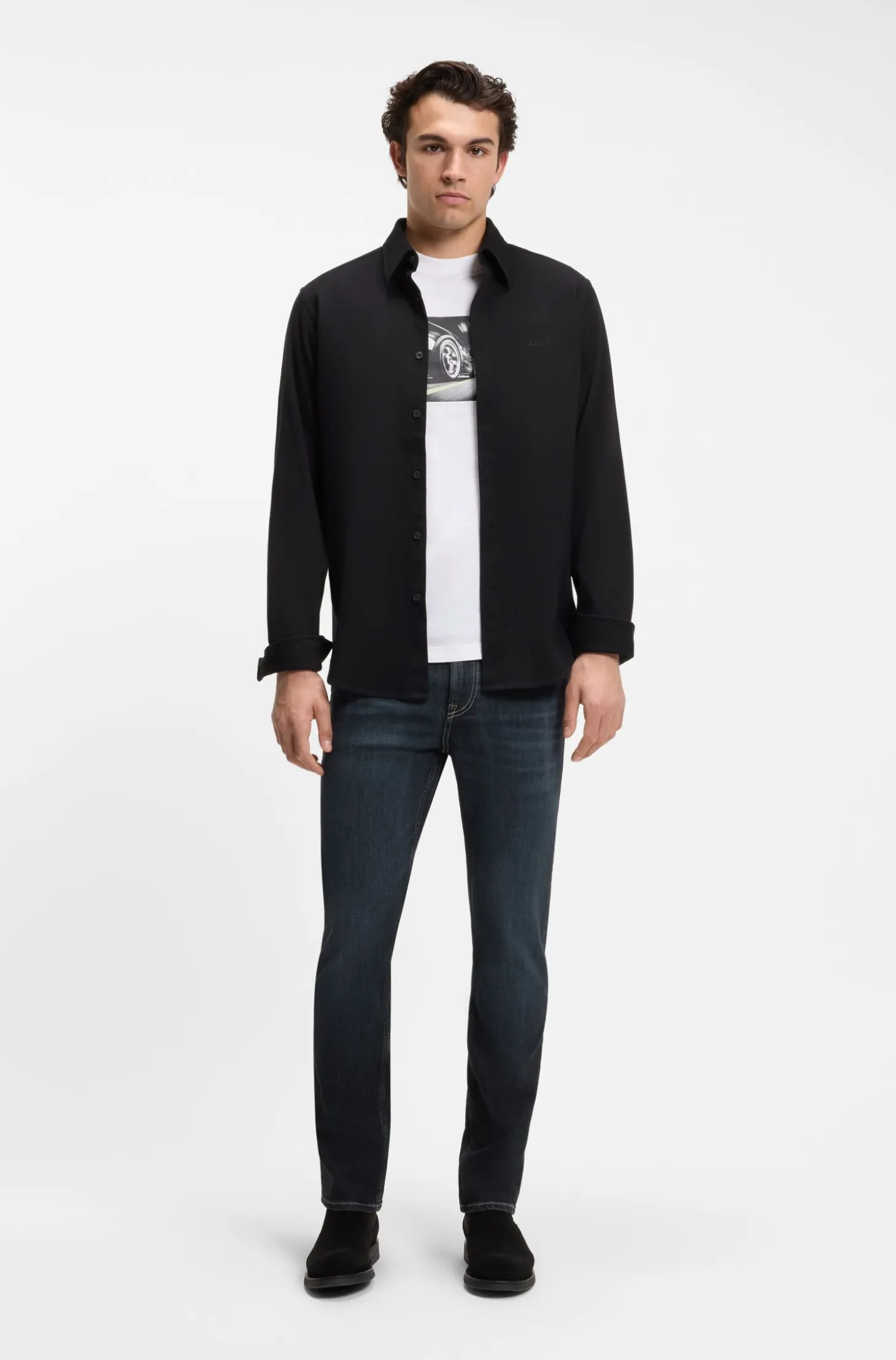 Regular-Fit Hemd aus strukturierter Stretch-Baumwolle
