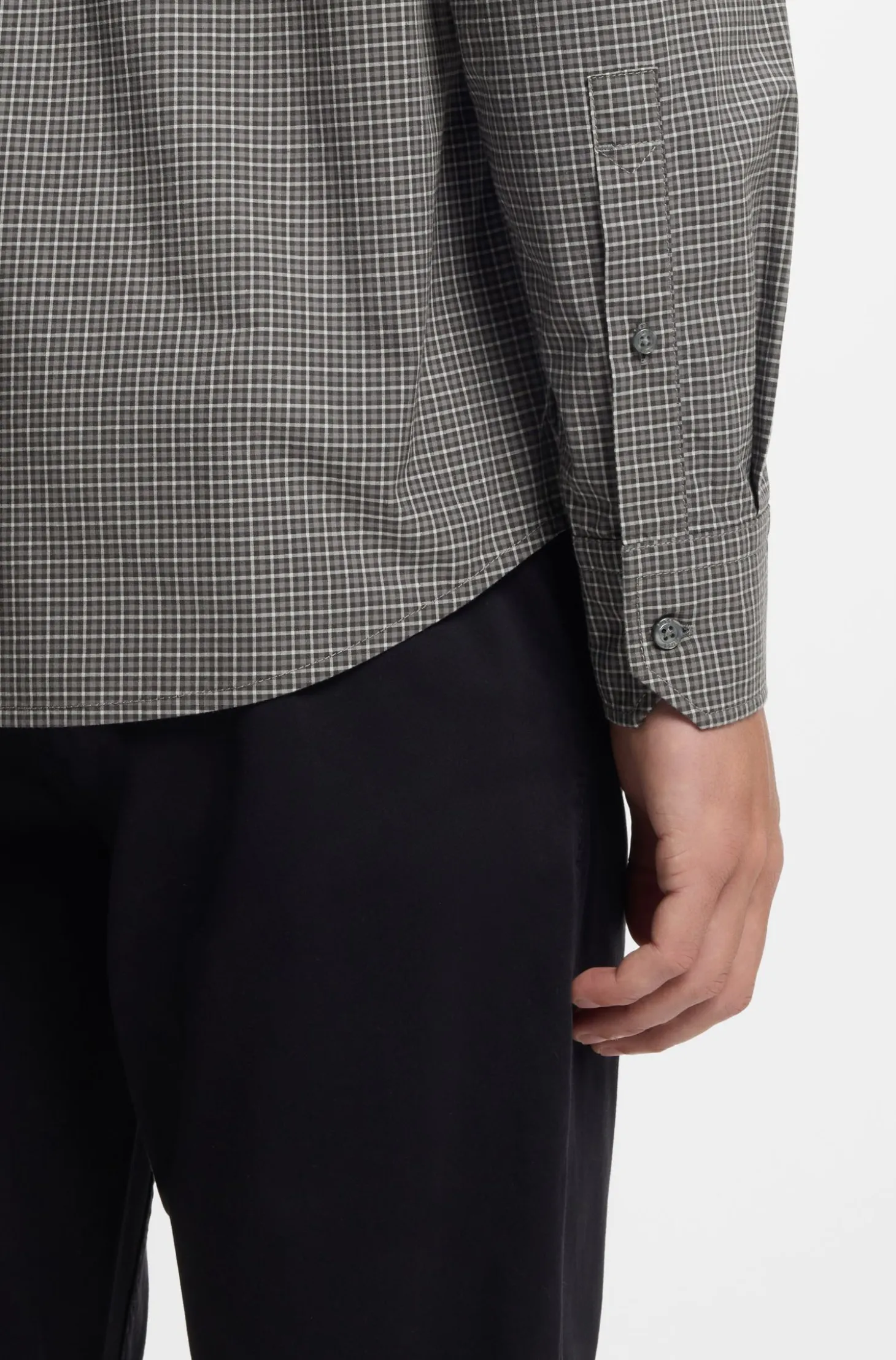 Regular-Fit Hemd aus strukturierter Stretch-Baumwolle mit Karo-Muster