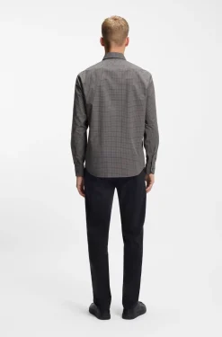 Regular-Fit Hemd aus strukturierter Stretch-Baumwolle mit Karo-Muster