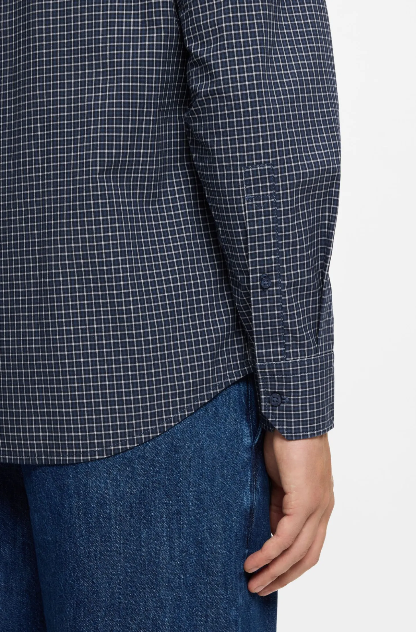 Regular-Fit Hemd aus strukturierter Stretch-Baumwolle mit Karo-Muster
