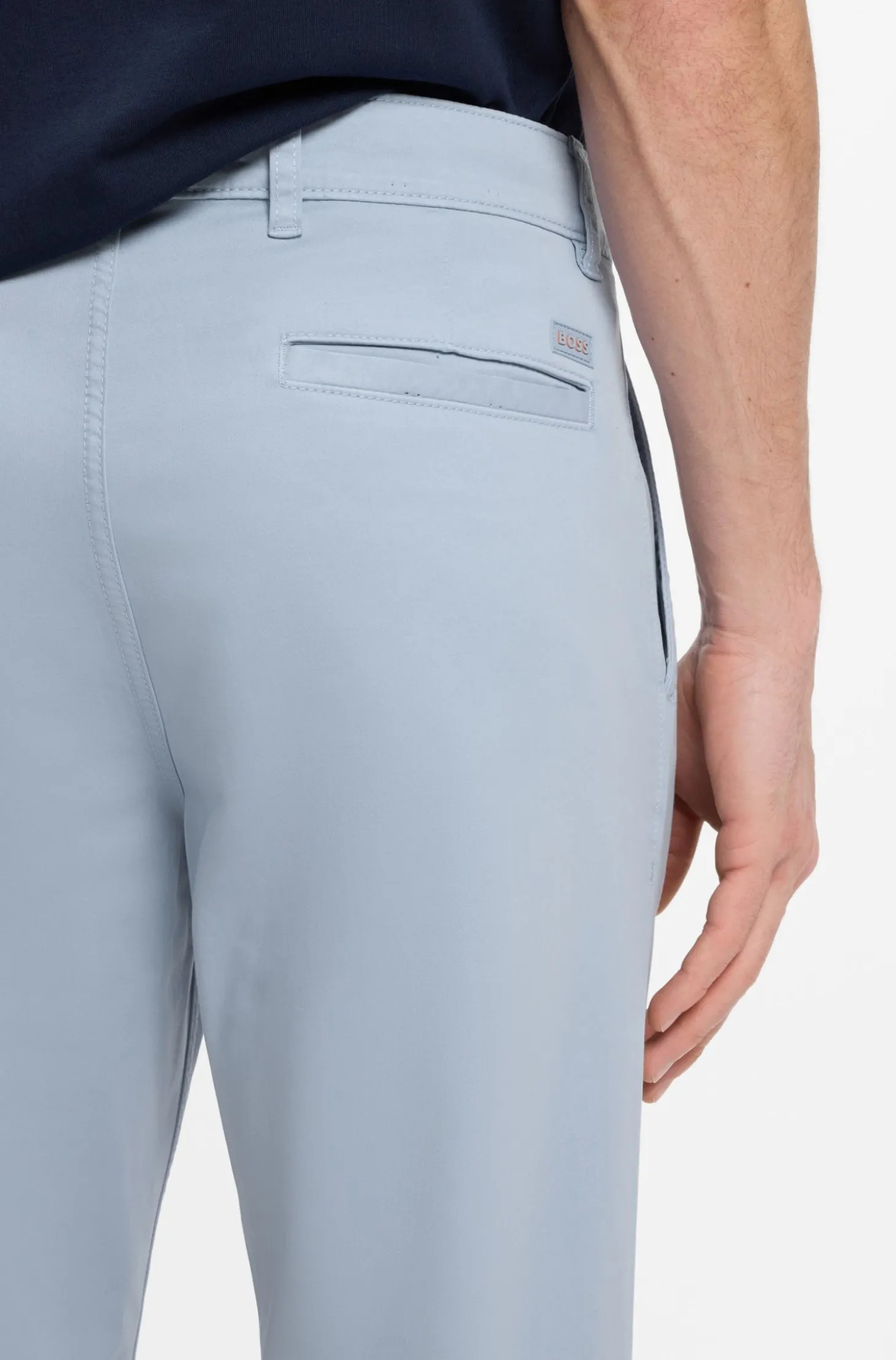 Regular-Fit Hose aus elastischem Baumwoll-Satin