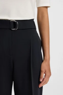 Regular-Fit Hose aus knitterfreiem Krepp in Cropped-Länge