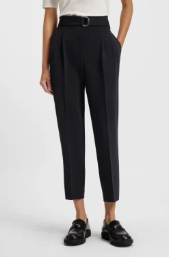 Regular-Fit Hose aus knitterfreiem Krepp in Cropped-Länge