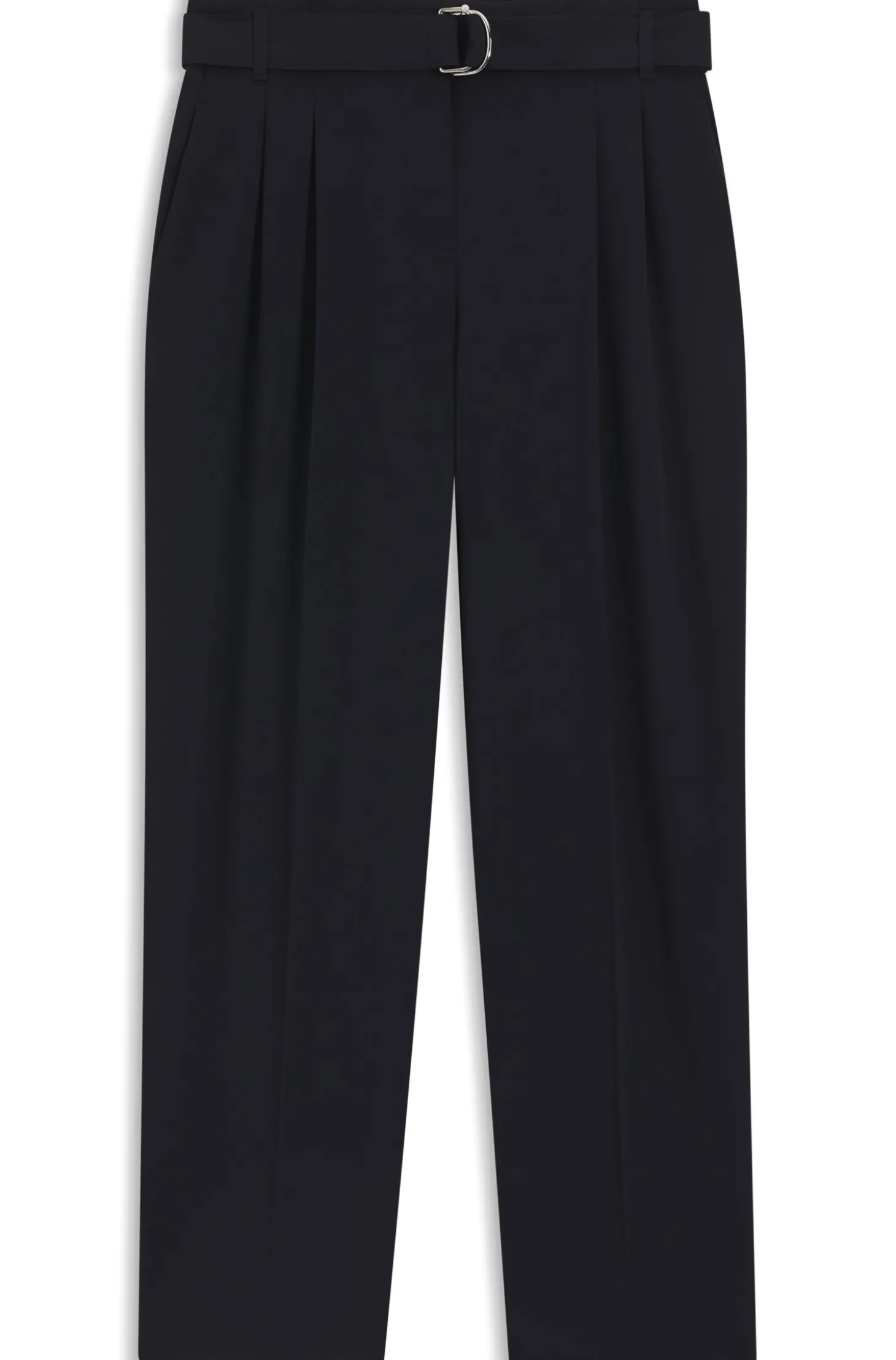 Regular-Fit Hose aus knitterfreiem Krepp in Cropped-Länge