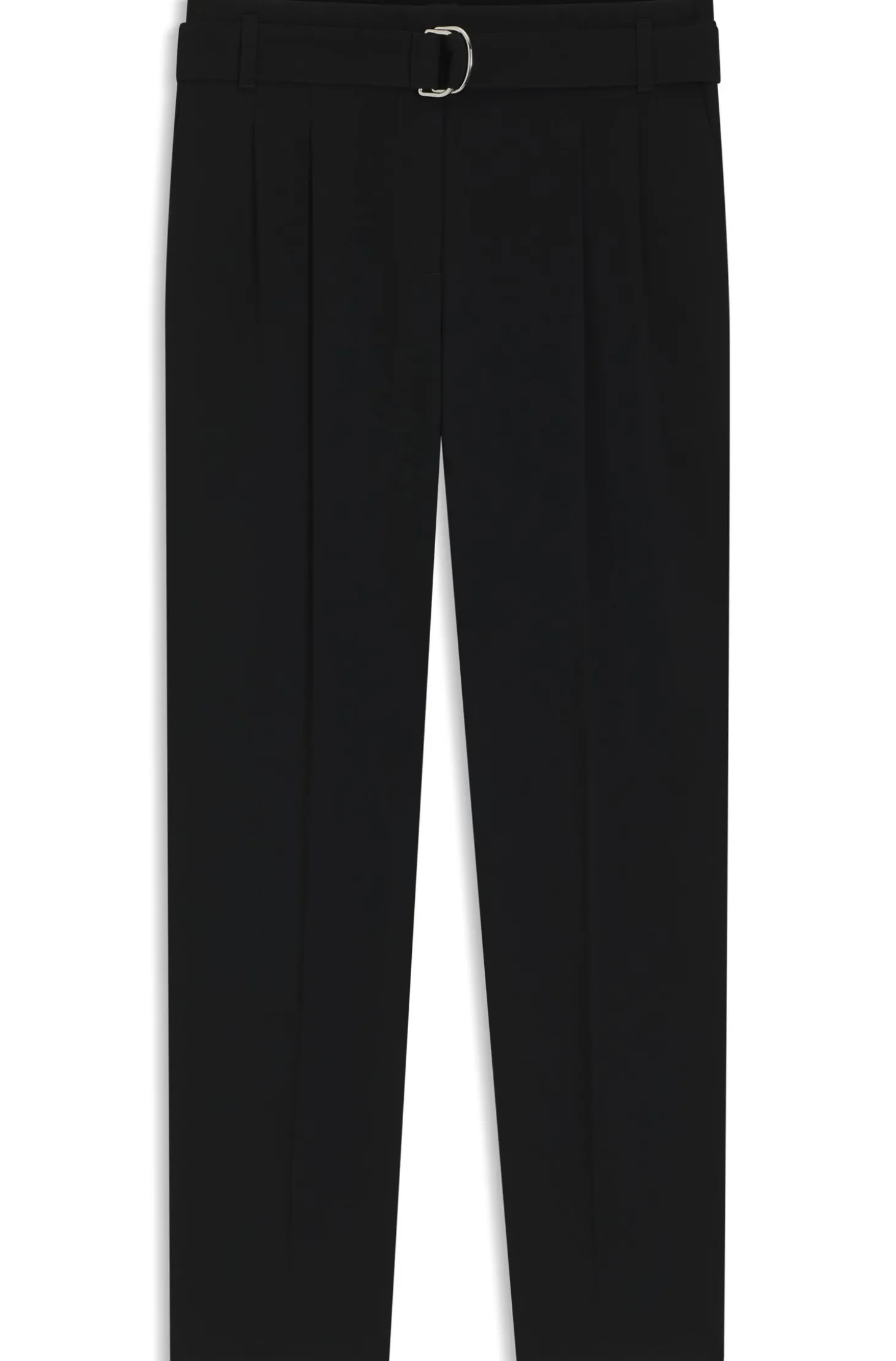 Regular-Fit Hose aus knitterfreiem Krepp in Cropped-Länge