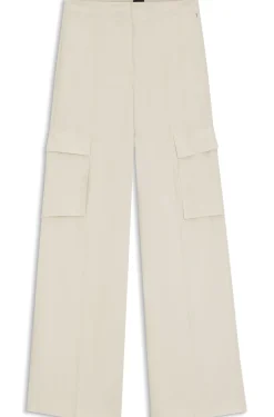 Regular-Fit Hose aus Krepp mit Cargotaschen