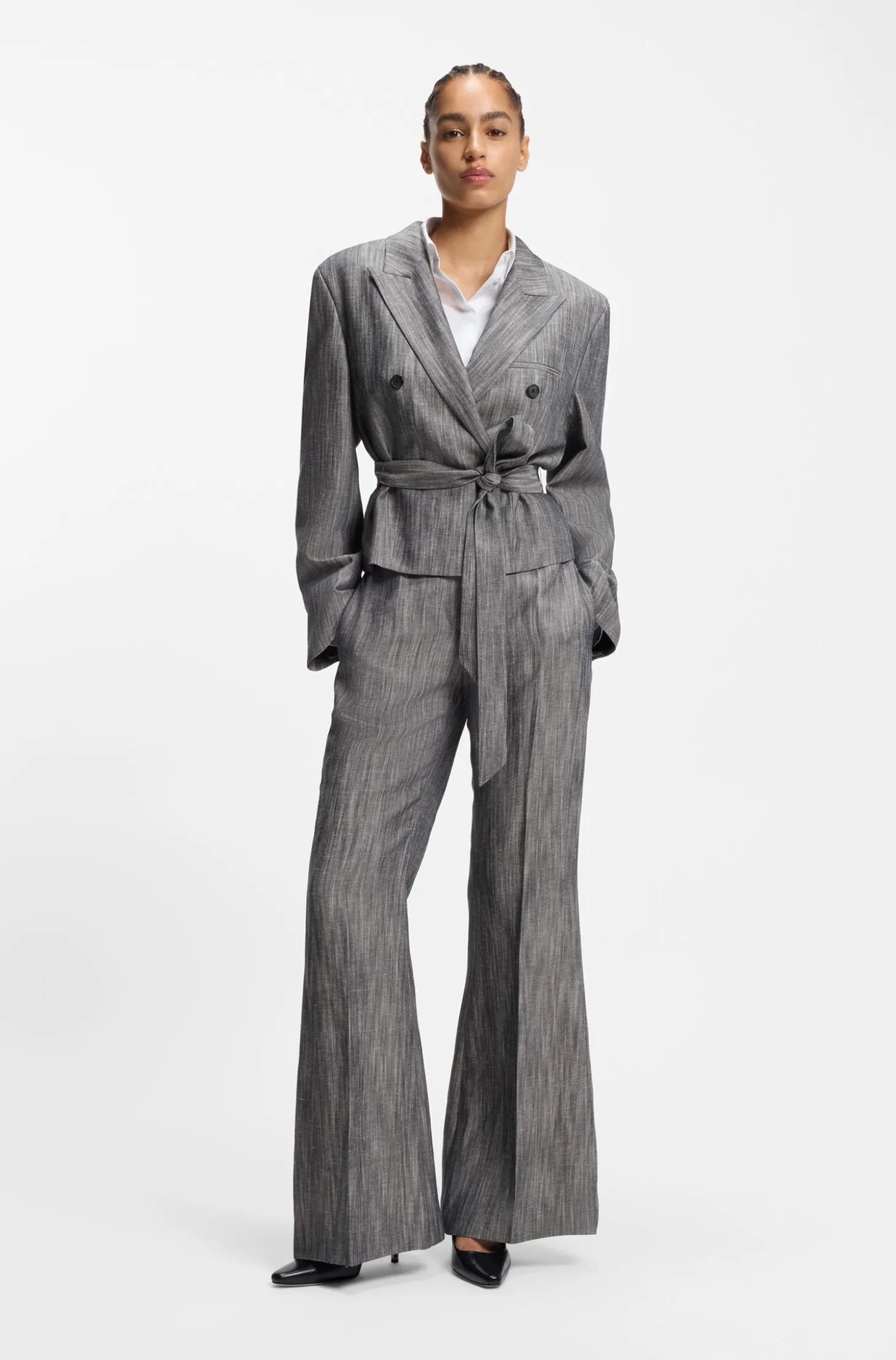 Regular-Fit Hose aus meliertem Denim