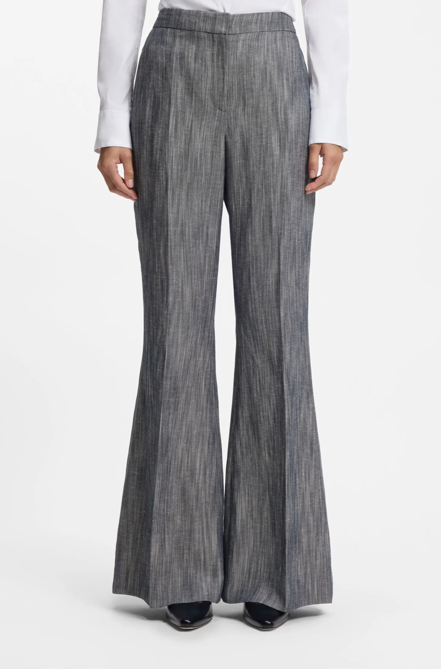 Regular-Fit Hose aus meliertem Denim