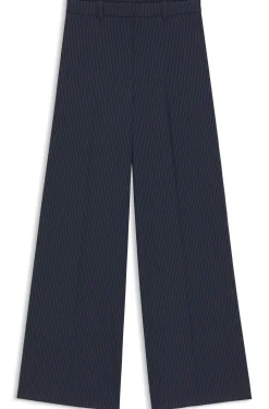 Regular-Fit Hose aus Stretch-Gewebe mit weitem Beinverlauf und Nadelstreifen