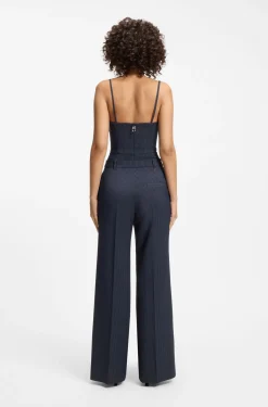 Regular-Fit Hose aus Stretch-Gewebe mit weitem Beinverlauf und Nadelstreifen
