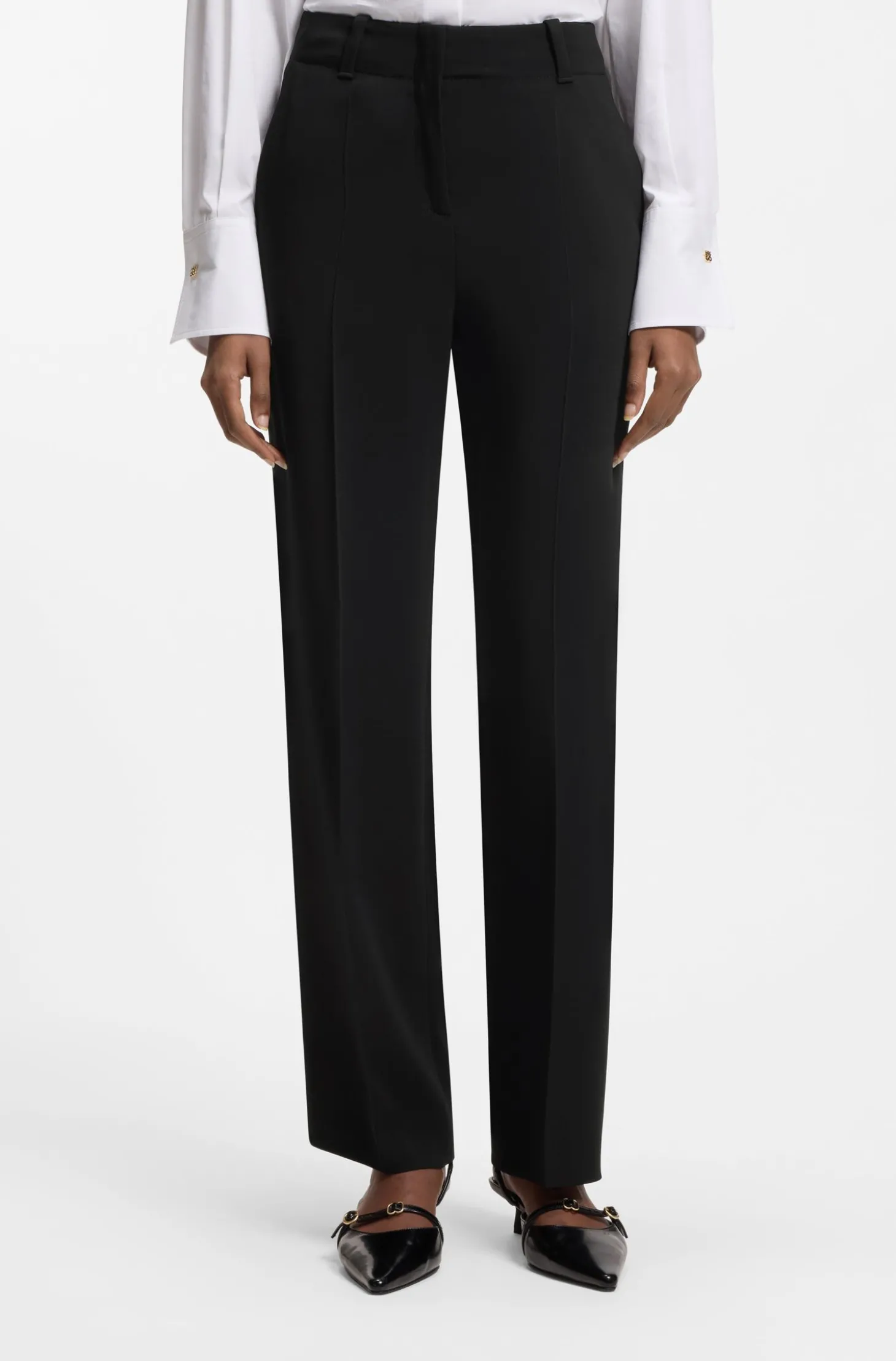 Regular-Fit Hose aus Stretch-Krepp