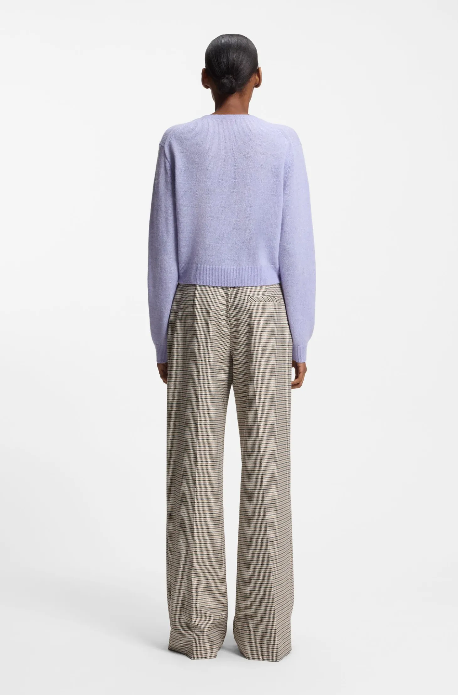 Regular-Fit Hose mit filigranem Hahnentritt-Muster
