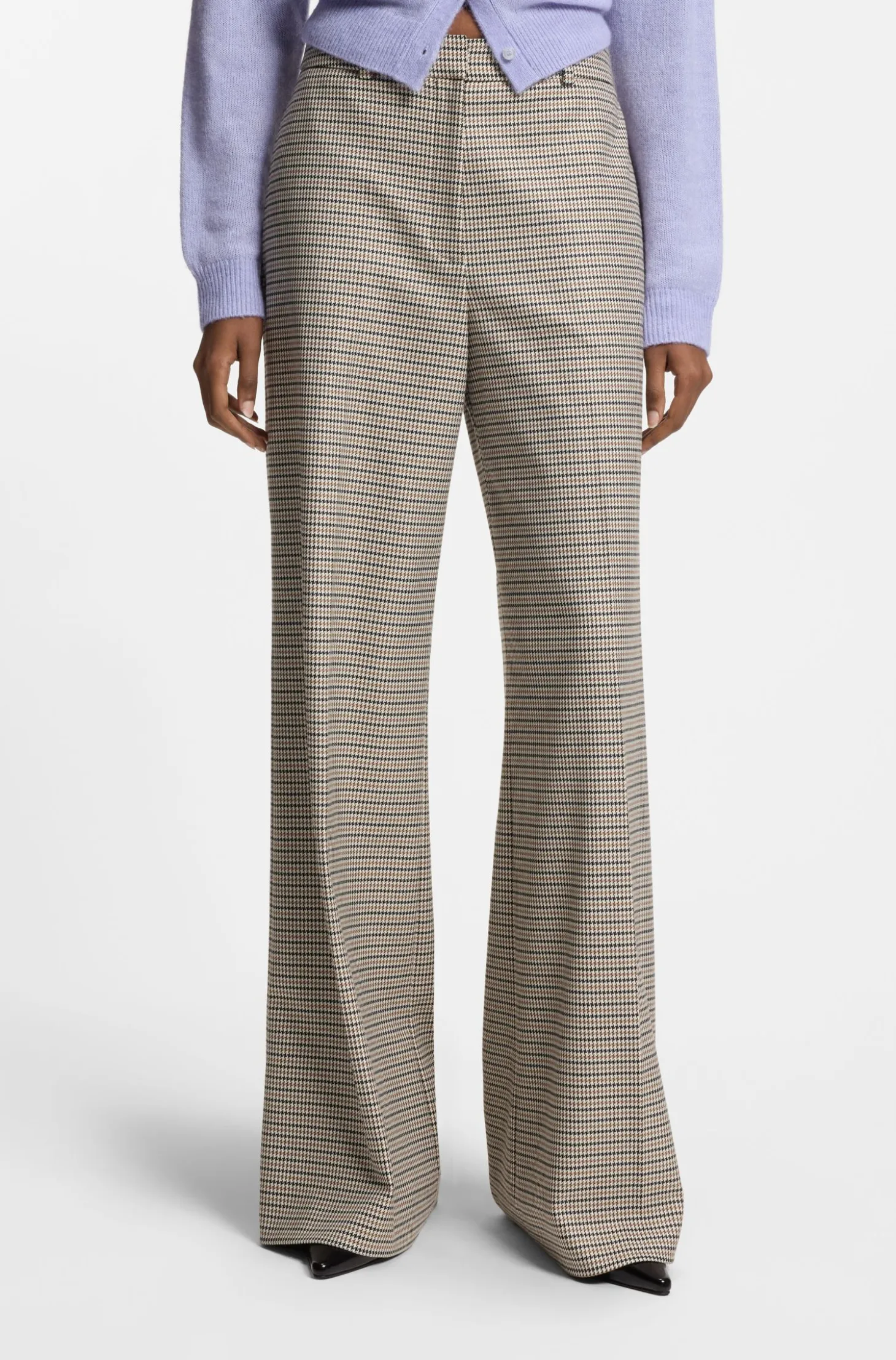 Regular-Fit Hose mit filigranem Hahnentritt-Muster