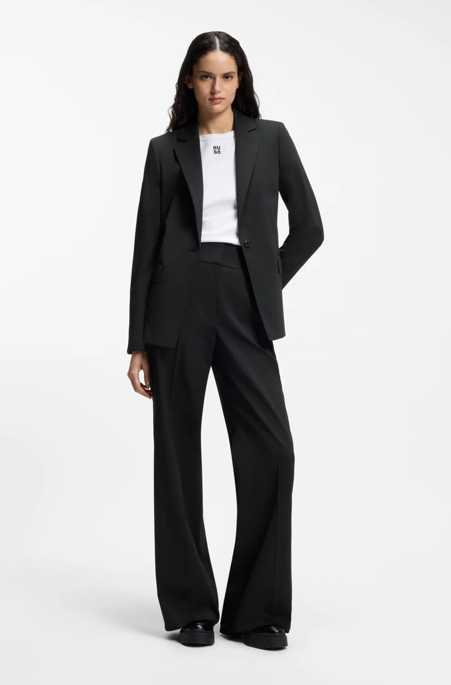 Regular-Fit Hose mit hohem Bund und ausgestelltem Bein