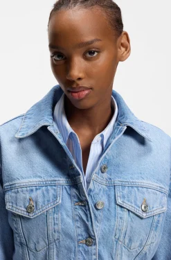 Regular-Fit Jacke aus hellblauem Denim