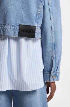 Regular-Fit Jacke aus hellblauem Denim