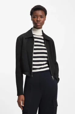 Regular-Fit Jacke aus Krepp-Gewebe mit Reißverschluss