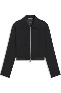 Regular-Fit Jacke aus Krepp-Gewebe mit Reißverschluss