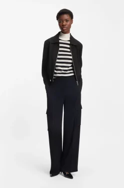 Regular-Fit Jacke aus Krepp-Gewebe mit Reißverschluss