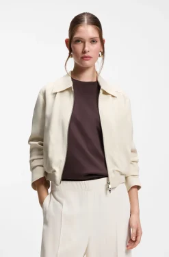 Regular-Fit Jacke aus Krepp-Gewebe mit Reißverschluss