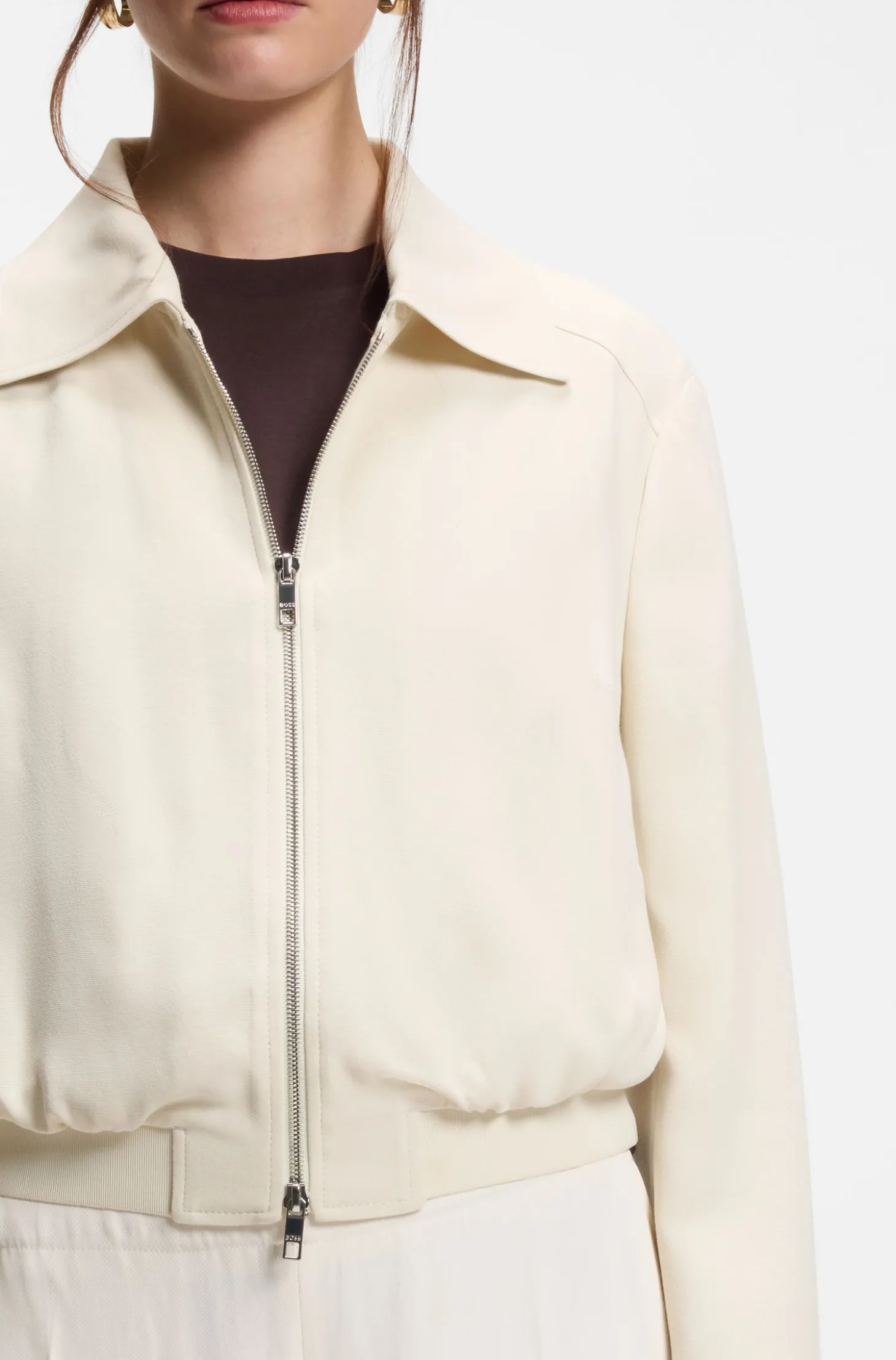 Regular-Fit Jacke aus Krepp-Gewebe mit Reißverschluss
