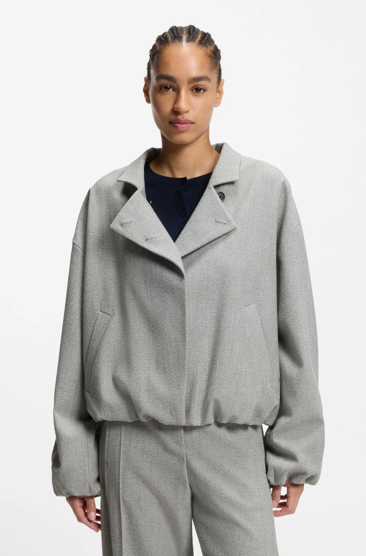Regular-Fit Jacke aus Stretch-Gewebe mit Sharkskin-Struktur