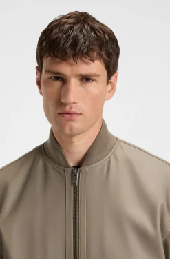Regular-Fit Jacke aus strukturiertem Leder
