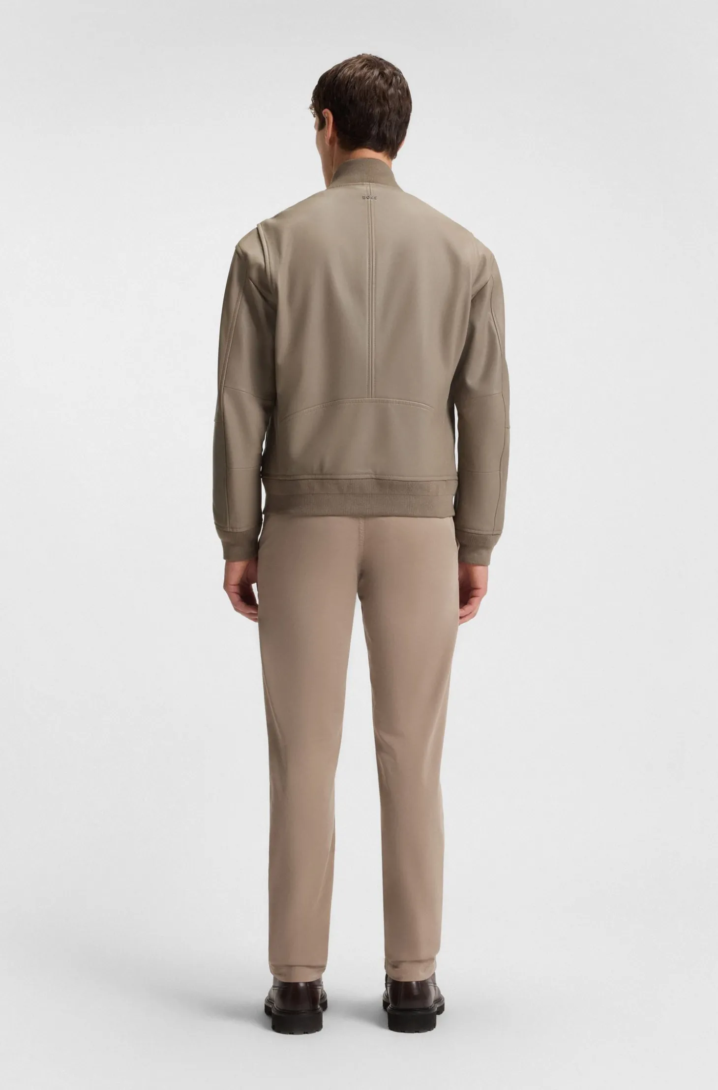 Regular-Fit Jacke aus strukturiertem Leder