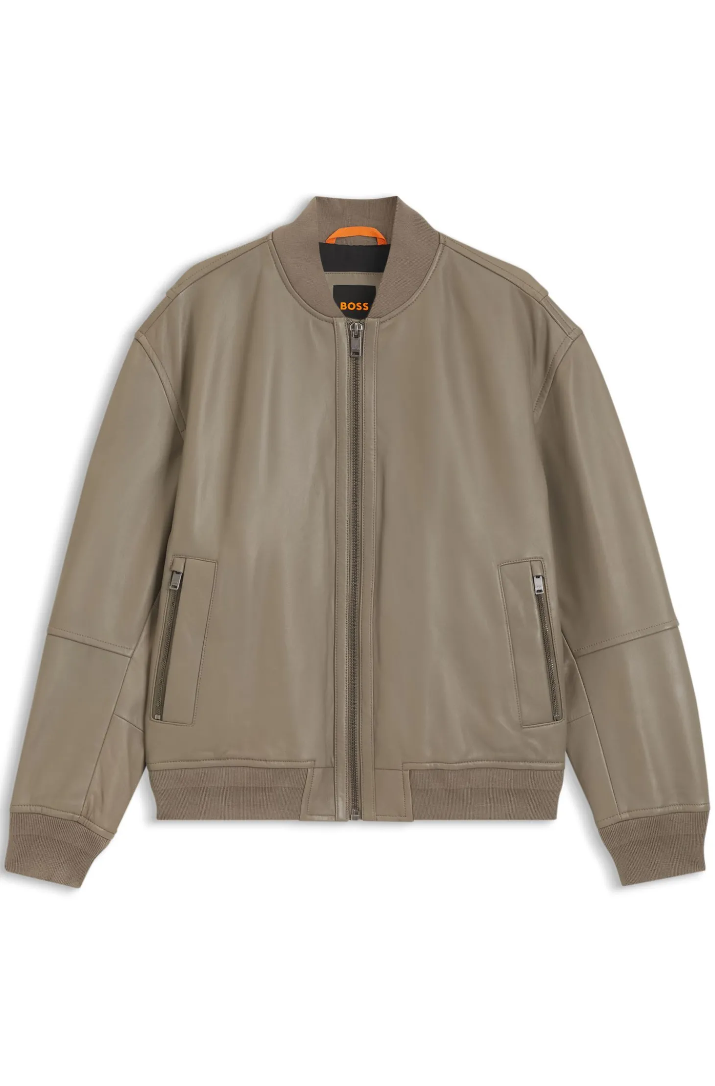 Regular-Fit Jacke aus strukturiertem Leder
